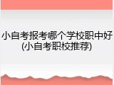 小自考报考哪个学校职中好(小自考职校推荐)