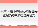 考不上高中应该如何选择专业呢("高中落榜选专业")