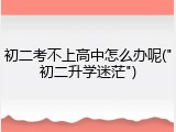 初二考不上高中怎么办呢("初二升学迷茫")