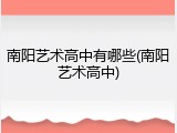 南阳艺术高中有哪些(南阳艺术高中)