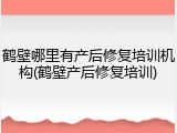 鹤壁哪里有产后修复培训机构(鹤壁产后修复培训)