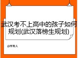 武汉考不上高中的孩子如何规划(武汉落榜生规划)