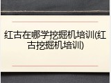 红古在哪学挖掘机培训(红古挖掘机培训)