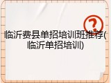 临沂费县单招培训班推荐(临沂单招培训)