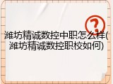 潍坊精诚数控中职怎么样(潍坊精诚数控职校如何)