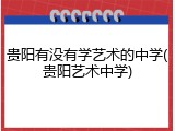 贵阳有没有学艺术的中学(贵阳艺术中学)