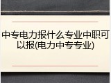 中专电力报什么专业中职可以报(电力中专专业)