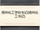 扬州化工学校书记(扬州化工书记)