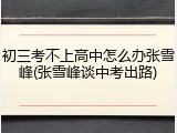 初三考不上高中怎么办张雪峰(张雪峰谈中考出路)