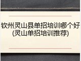 钦州灵山县单招培训哪个好(灵山单招培训推荐)