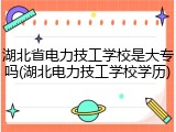 湖北省电力技工学校是大专吗(湖北电力技工学校学历)