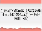 兰州城关哪有数控编程培训中心中职怎么样(兰州数控培训中职)