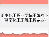湖南化工职业学院王牌专业(湖南化工职院王牌专业)
