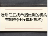 沧州任丘找单招集训的机构有哪些(任丘单招机构)