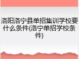 洛阳洛宁县单招集训学校要什么条件(洛宁单招学校条件)
