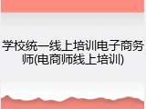 学校统一线上培训电子商务师(电商师线上培训)