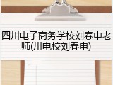 四川电子商务学校刘春申老师(川电校刘春申)