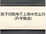 孩子问我考不上高中怎么办(升学焦虑)