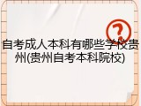 自考成人本科有哪些学校贵州(贵州自考本科院校)
