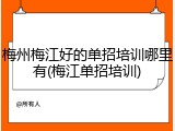 梅州梅江好的单招培训哪里有(梅江单招培训)