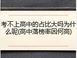 考不上高中的占比大吗为什么呢(高中落榜率因何高)