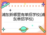 浦东新哪里有单招学校(浦东单招学校)