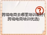 跨境电商去哪里培训最好(跨境电商培训优选)