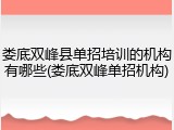娄底双峰县单招培训的机构有哪些(娄底双峰单招机构)