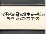 菏泽成武县农业中专学校有哪些(成武农专学校)