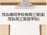 茂名哪间学校有高三复读(茂名高三复读学校)