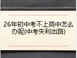 26年初中考不上高中怎么办呢(中考失利出路)