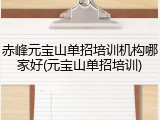 赤峰元宝山单招培训机构哪家好(元宝山单招培训)