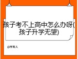 孩子考不上高中怎么办呀(孩子升学无望)