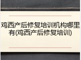 鸡西产后修复培训机构哪里有(鸡西产后修复培训)