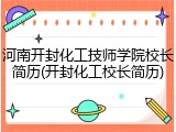 河南开封化工技师学院校长简历(开封化工校长简历)