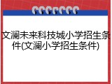 文澜未来科技城小学招生条件(文澜小学招生条件)
