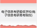 电子信息考研最低学校(电子信息考研易考院校)