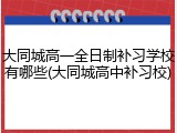 大同城高一全日制补习学校有哪些(大同城高中补习校)