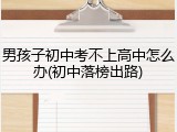 男孩子初中考不上高中怎么办(初中落榜出路)