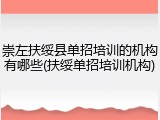 崇左扶绥县单招培训的机构有哪些(扶绥单招培训机构)