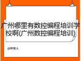 广州哪里有数控编程培训学校啊(广州数控编程培训)