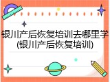 银川产后恢复培训去哪里学(银川产后恢复培训)