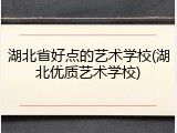 湖北省好点的艺术学校(湖北优质艺术学校)