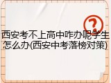 西安考不上高中咋办呢学生怎么办(西安中考落榜对策)