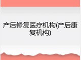 产后修复医疗机构(产后康复机构)
