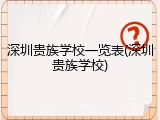 深圳贵族学校一览表(深圳贵族学校)