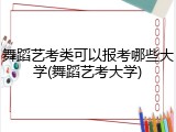舞蹈艺考类可以报考哪些大学(舞蹈艺考大学)