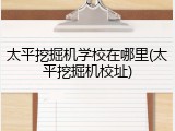 太平挖掘机学校在哪里(太平挖掘机校址)