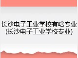 长沙电子工业学校有啥专业(长沙电子工业学校专业)