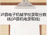 泸县电子机械学校录取分数线(泸县机电录取线)